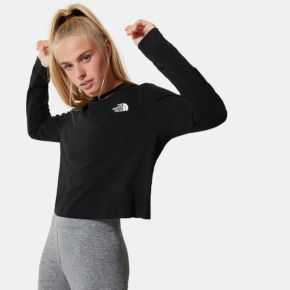 The North Face Long Sleeve Womens Australia - The North Face Cropped Black (CRA-052364)